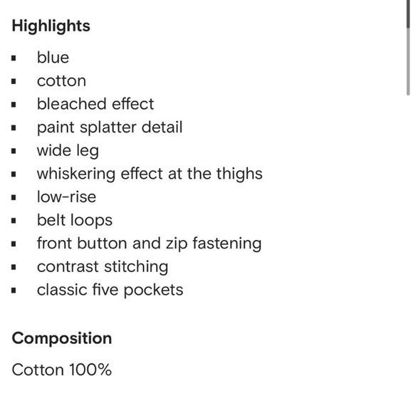 Khaite sz 25 Jordan Wide Leg Jeans Paint Splash Denim inseam 28” High Waist Blue - Picture 4 of 8